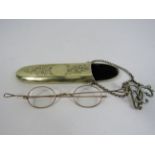 A pair vintage glasses and silver plated Chantelaine case.