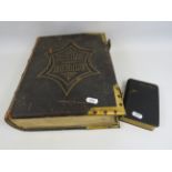 Large leather and brass bound vintage family bible plus one small one.