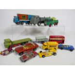 Selection of playworn die cast models by Matchbox and Dinky. See photos.