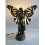 Crosa art deco style fairy figural lamp. ( Repair to wings). Approx 15 inches tall.