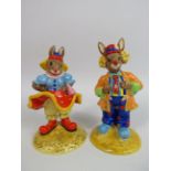 2 Royal Doulton Bunnykins figurines Clarissa the Clown and Clarence the Clown. 1 has a box