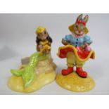 2 Royal Doulton Bunnykins Figurines Clarissa the Clown and a limited Ed Mermaid 2318 of 3000 with