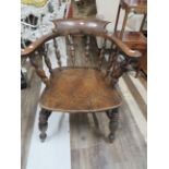 Antique Oak captains or smokers chair