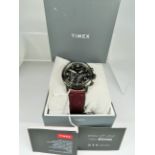 Timex Gentlemans quartz Chronograph with Stainless Steel Bezel, Leather strap, Original box. New