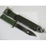 Modern Bayonet with metal scabbard and webbing frog. See photos.