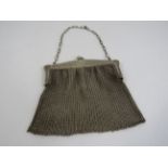 White metal vintage chain mail mesh purse.