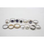 14 X .925 Dress Rings Including Cz (57g) 650910