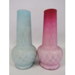 2 Antique satin glass vases after Thomas Webb (one has slight damage see pics)