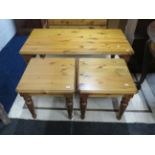 Pine low table with two smaller under tables
