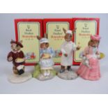 4 Royal Doulton Bunnykins figurines Nursery rhyme characters. 3 with boxes.