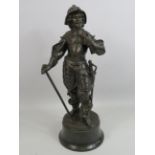 Bronze statue of a cavalier approx 15.5" tall.