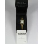 Ladies gold tone Sekonda Watch, Quartz, Japanese movement. 4265 Original box & papers , will need