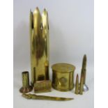 Mixed Trench art lot to include shell cases, rounds, matchbox holder etc.