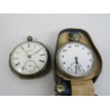 2 vintage white metal pocket watches for spares or repair.
