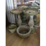 Matched pair of Reconstituted stone/concrete birdbaths