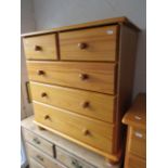 Modern Pine Three drawer chest with two short drawers over.