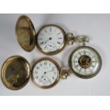 Watham gold plated full hunter pocket watch, working order together with a cheaper made but