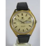 Gents Swiss made Tissot Seastar Automatic with Day/Date Window, gold tone bezel , Stainless Steel