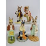 5 Royal Doulton Bunnykins figurines, Father, 2 x Fisherman, Gardner and Shopper.