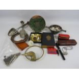 Mixed collectables lot to include a brass duck towel holder, shoe lasts etc.
