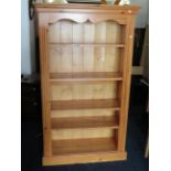 Good quality pine bookcase with reeded side columns