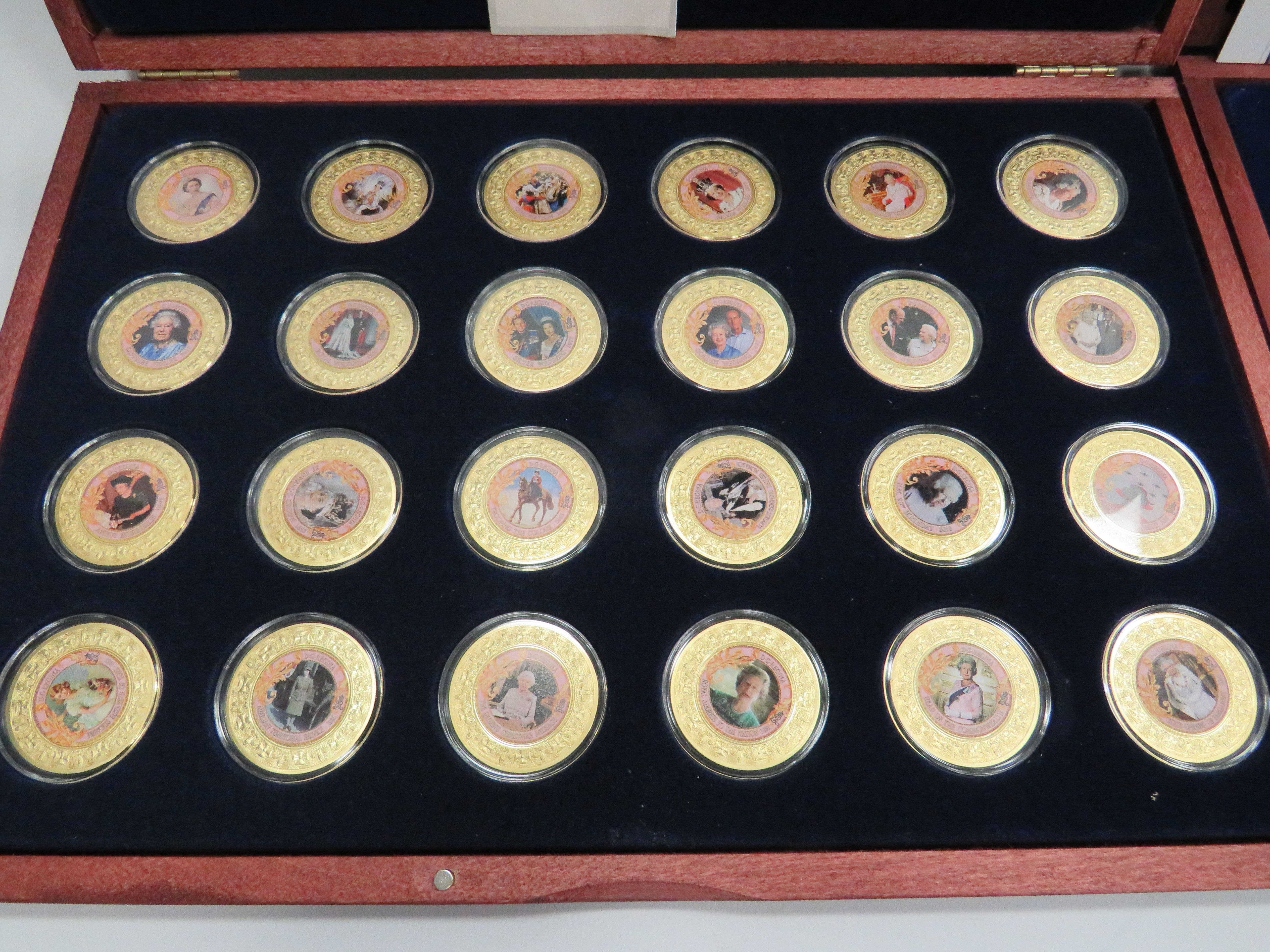 Cased Boxed Set of 24 ct Gold Plated Coins of the Life of Queen Elizabeth plus 12 more commemorating - Image 3 of 7