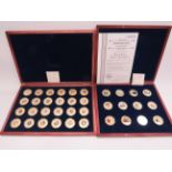 Cased Boxed Set of 24 ct Gold Plated Coins of the Life of Queen Elizabeth plus 12 more commemorating