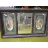 Victorian mirror with images to each side. Original frame