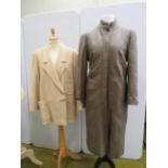 Jaeger Cashmere coat size 12 & A long leather coat by ERO Israel.
