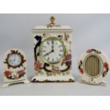 Mason Blue Mandalay mantle clock ( 20cm tall), small clock and picture frame.