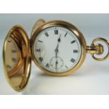 15 Jewel Pocket watch, Crown wind, Gold plated Dennison case, Enamel face with Subsidiary dial.