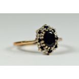 9ct gold sapphire & diamond cluster dress ring (2.1g) 2030356