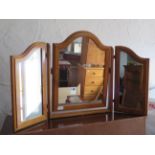 Pine three fold dresser top mirror