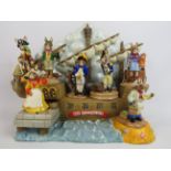 Royal Doulton Bunnykins The ship mates collection 7 figurines with boxes and the Ship base.