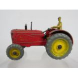 Vintage Dinky Matthew Harris 27A Die cast tractor in playworn condition, minus steering wheel. See
