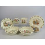 Royal Doulton Bunnykins collection ceramics cups, bowls, money box etc.