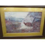 Framed and mounted under glass vintage gun dog print signed A Thorburn 1894.