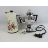 Retro jug flask and vintage coffee perculator.