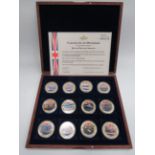 Boxed set of 12, Windsor Mint commemorative 24ct gold plated Coins, British Military Aircraft.
