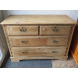 Antique Pine chest of drawers raised on bracket feet