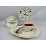 Wade duo of a cup and sandwich plate, Homemaker plate and a Animal antics saucer.