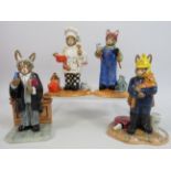 4 Royal Doulton Bunnykins Proffessional collection figurines Fireman, Barrister, Chef and Plumber