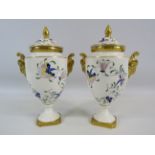 Pair of Coalport Rams head Pagent vases, approx 6.5" tall.
