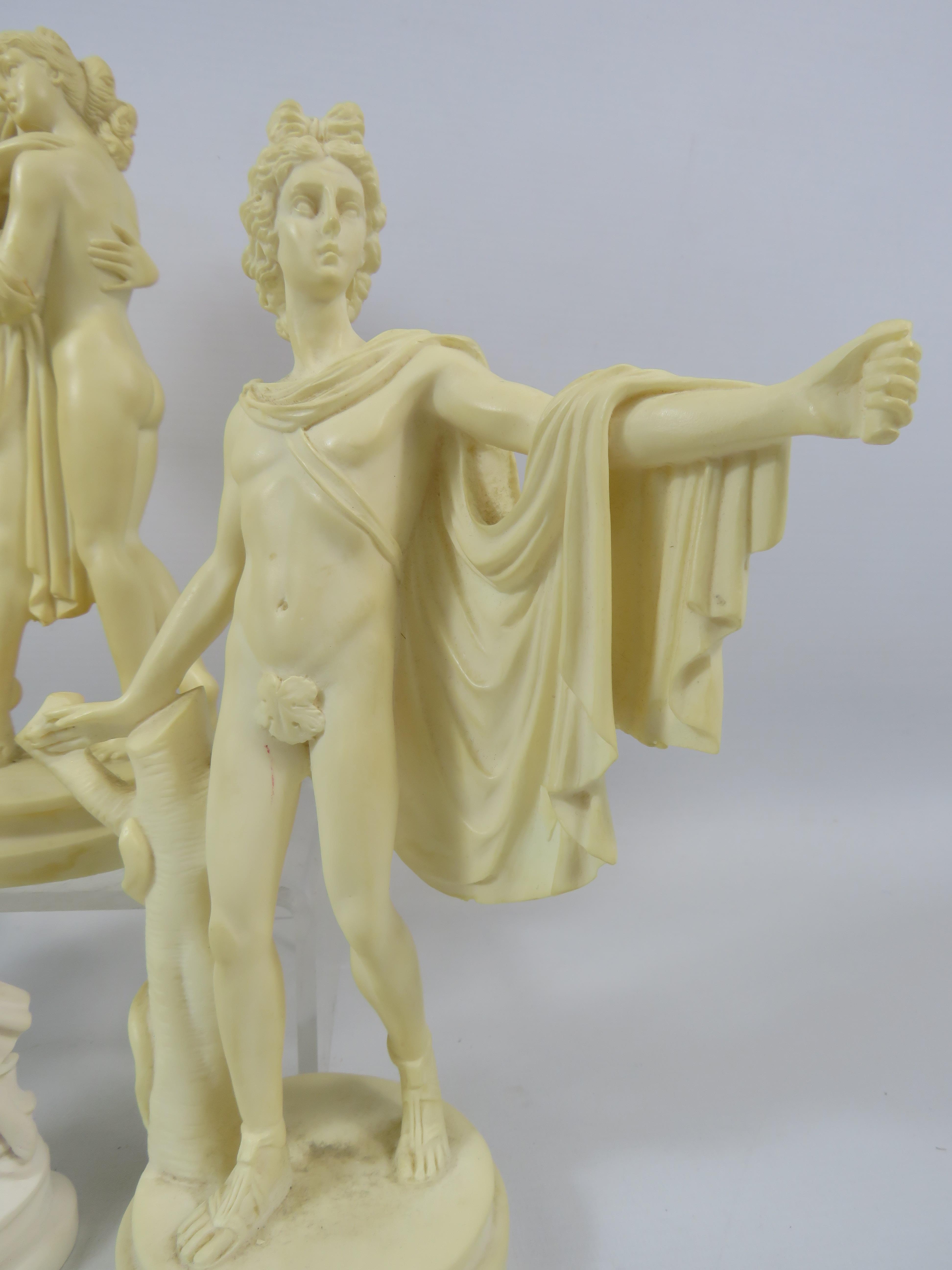 Selection of neoclassical greek style figurines the tallest is approx 10" tall. - Image 3 of 5