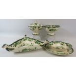 5 Pieces of Masons Ironstone in the Green Chartreuse pattern.