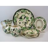 6 Pieces of Masons Ironstone in the Green Chartreuse Pattern.