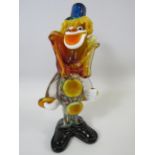 Vintage Murano glass clown, approx 8.5" tall.