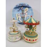 Enesco Carousel Waltz plus one other and a Bradex musical plate.