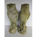 Matched pair of Reconstituted Stone owls. Each approx 17 Inches tall. See photos.