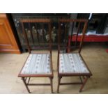 Two well made but dainty parlour chairs in the Edwardian Style. Upholstered seats. See photos.